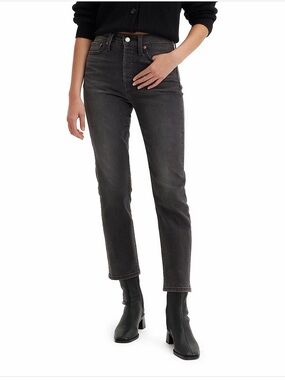 Levi's Women's wedgie Grey black Washed Straight-Leg Jeans Euc size 25